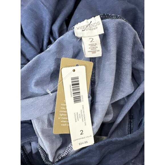 NWT Chico's Cheetah pigment dye blue longe pants size L/12 - Picture 7 of 11